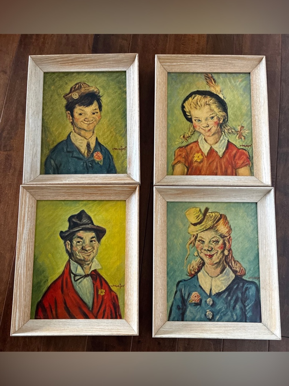 Vtg Henry Major set of 4 framed prints The Gay Philosopher 1940s Eclectic Quirky